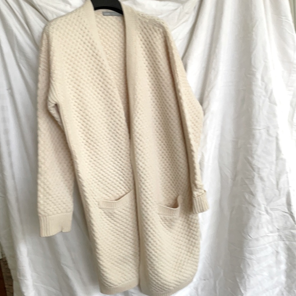 Vince long cream wool/yak cardigan, size L